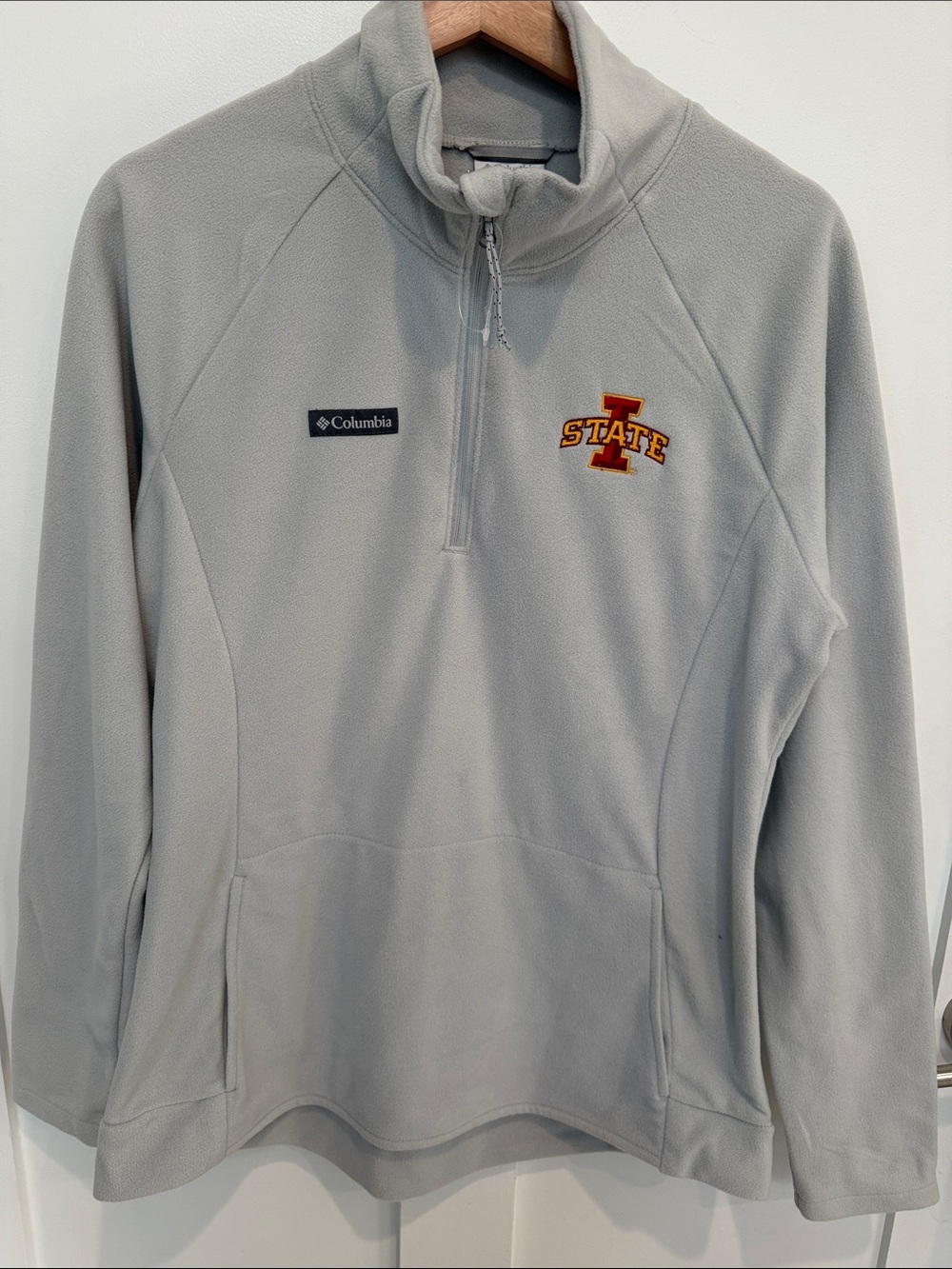 Columbia Light Gray Men's 1/4 Zip Fleece with Iowa State Patch
